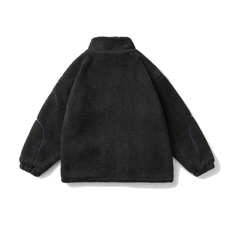 Winter Cotton Jacket with Retro Contrasting Decorative Thread Embroidered Lamb Wool Jacket