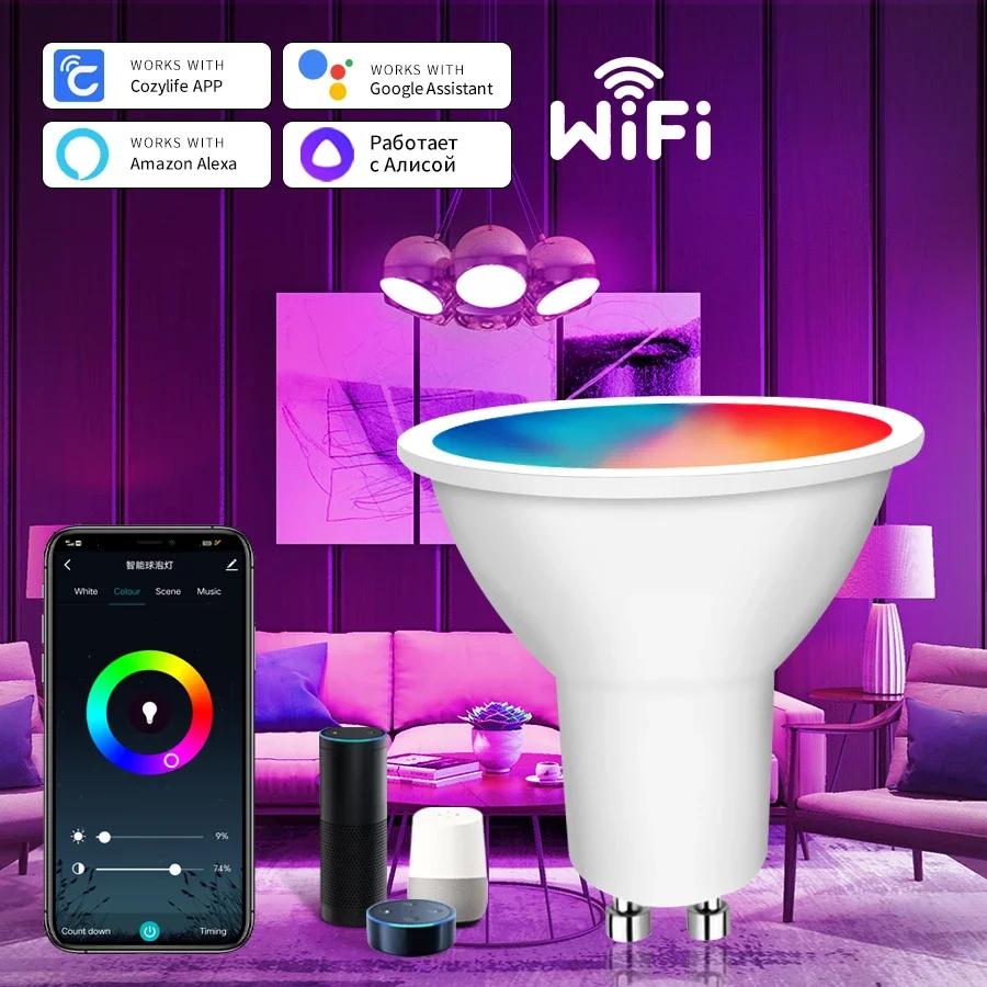 Cozylife GU10 WiFi Smart LED Light Bulb 85-265V 5W 7W 9W Inteligent Alexa RGB Lamp Dimmable Smart Life APP Control Google Home