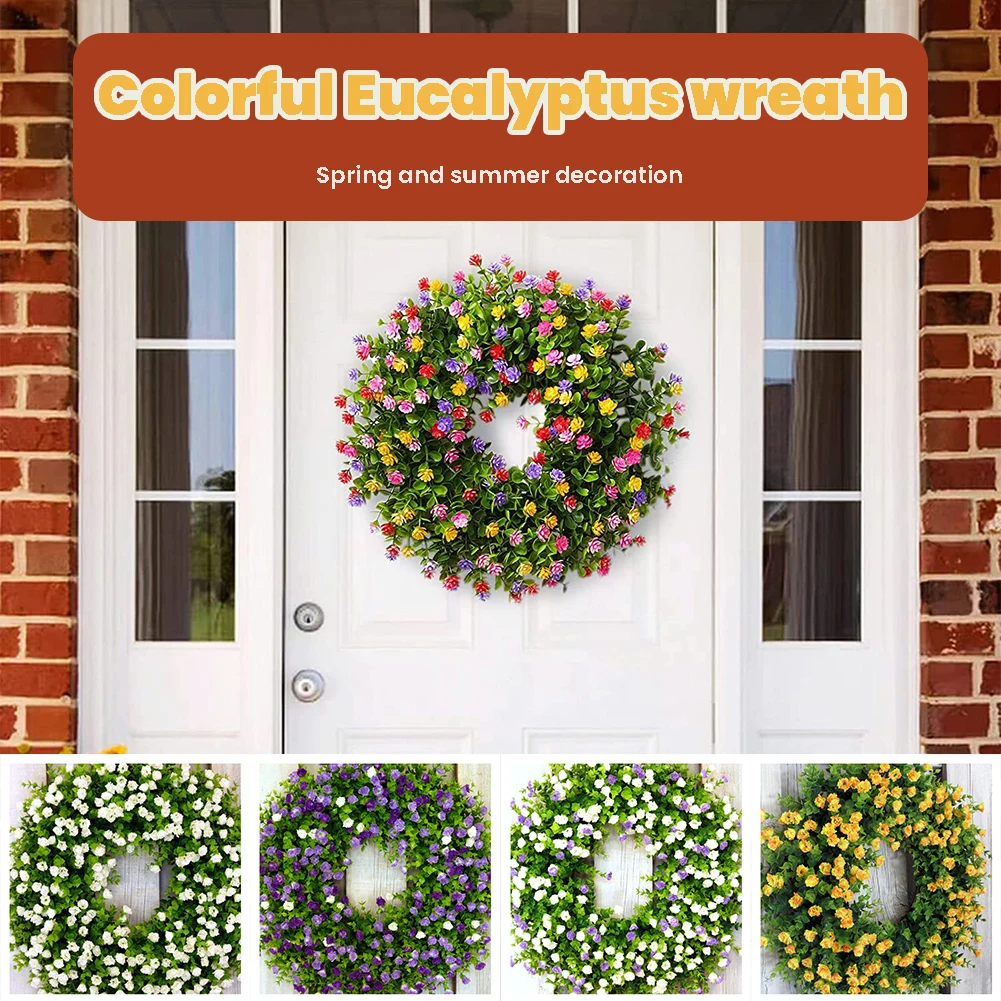 

2023 Decorations 50CM Colorful Wreath For Spring Summer Simulation Garland Pendant Home Decoration Colorful Wreath
