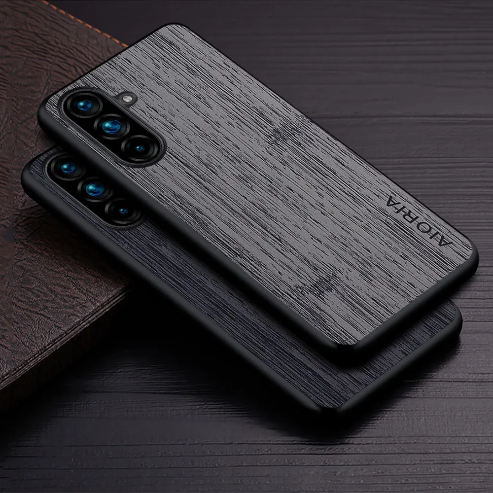 Luxury Bamboo Wood Pattern Leather Phone Case - Premium Design Cover