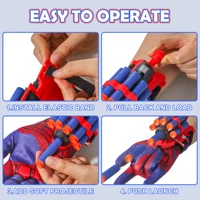AIUAZA Spider Gloves Web Shooter Toy For Kids - 15 Darts, Plastic Cosplay Launcher Glove, Hero Movie Launcher, Wrist Toy Set, 5