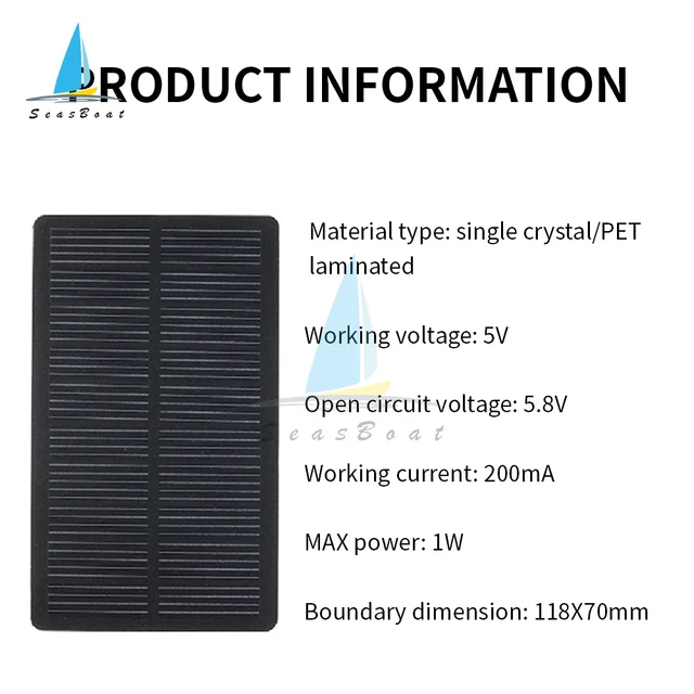 Smart Electronics Solar Panel 1W 5V Electronic DIY Small Solar Panel for Cellular Phone Charger Home Light Toy etc Solar Cell 5