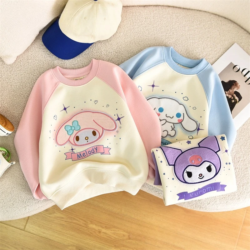 

Sanrio My Melody Children Hoodie Kuromi Cinnamoroll Cute Cartoon Loose Comfortable Casual Round Neck Raglan Sleeve Long Sleeves