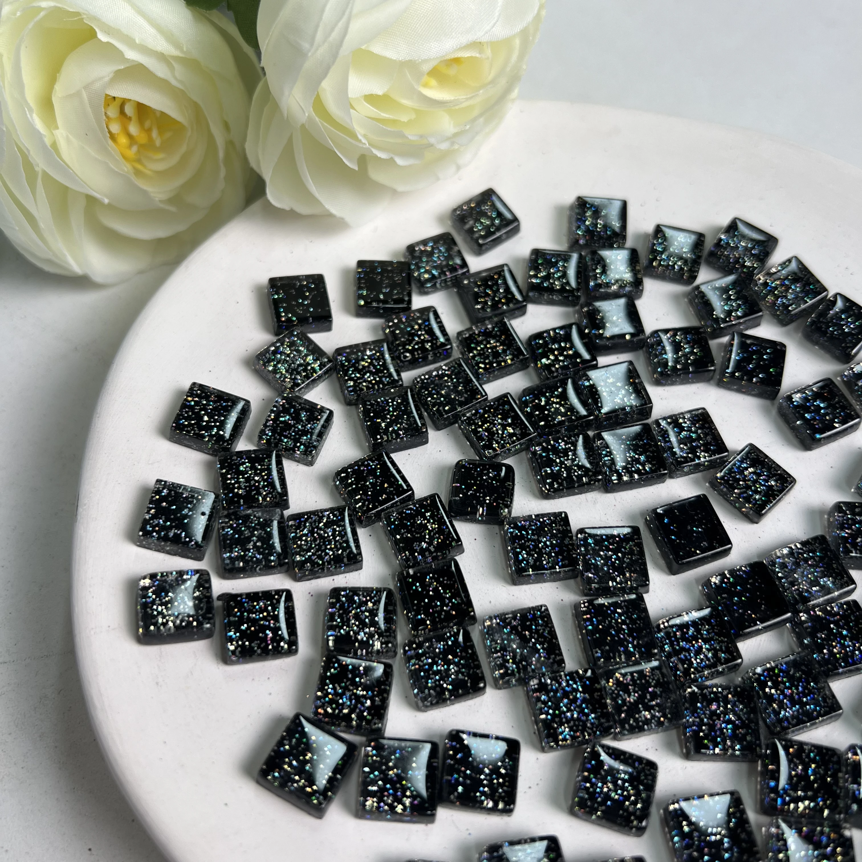Blue Shine Assorted Glass Mosaic Tiles - 50 Piece Set for Crafts and Home Decoration