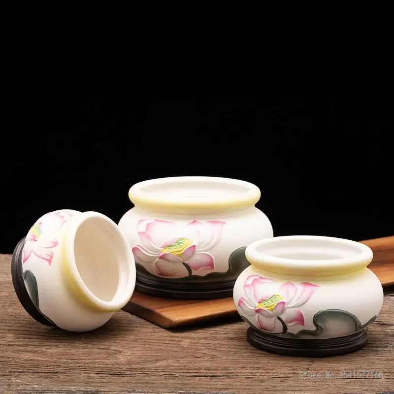 Creative Ceramic Incense Burners, Household Buddhist Utensils, Lotus Pattern Incense Burners, Buddhist Supplies, 1Pc