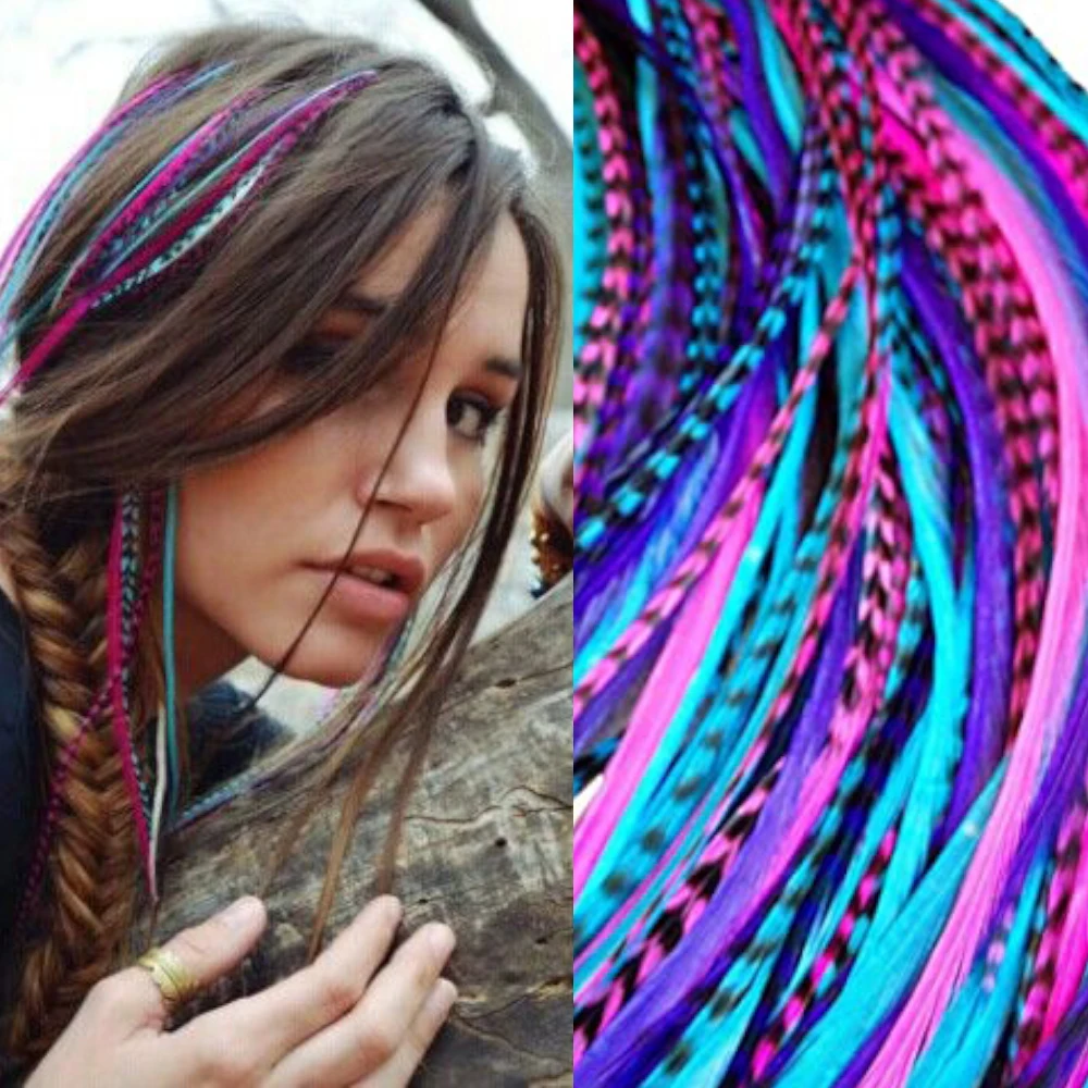 MISSQUEEN Synthetic Colored Feather Hair Extensions 16