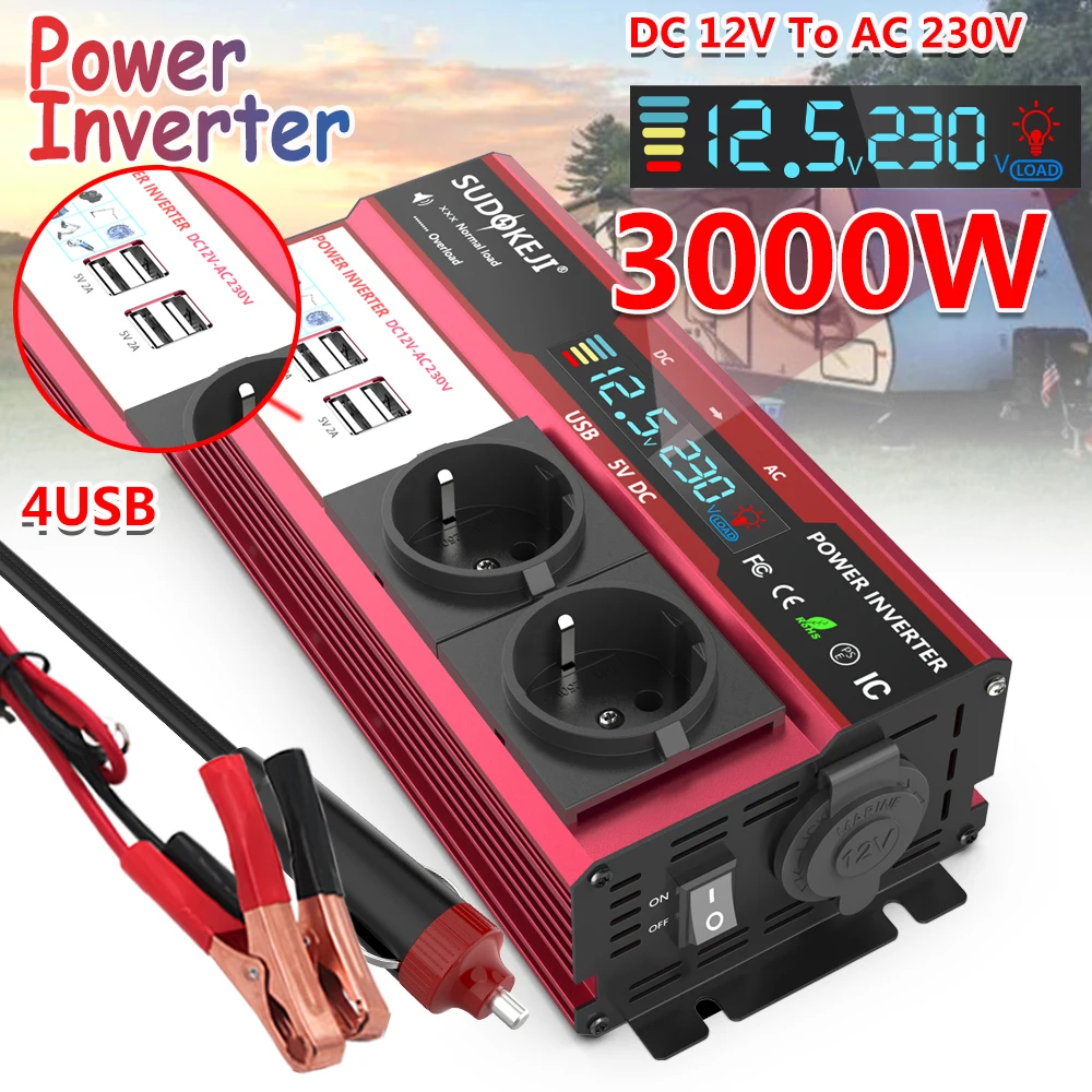 Power Inverter 220v 12v 2000w 4000 Watt Convertisseur Onduleur Softstart  car RV