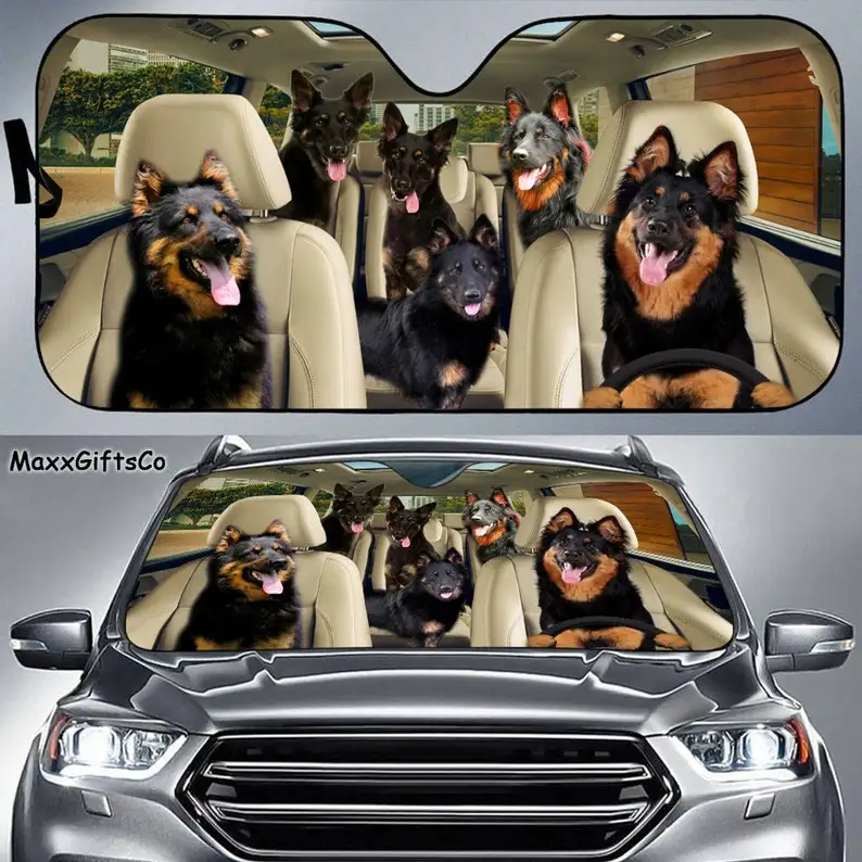 

Bohemian Shepherd Car Sun Shade, Bohemian Shepherd Windshield, Dogs Family Sunshade, Dog Car Accessories, Car Decoration, Gift F