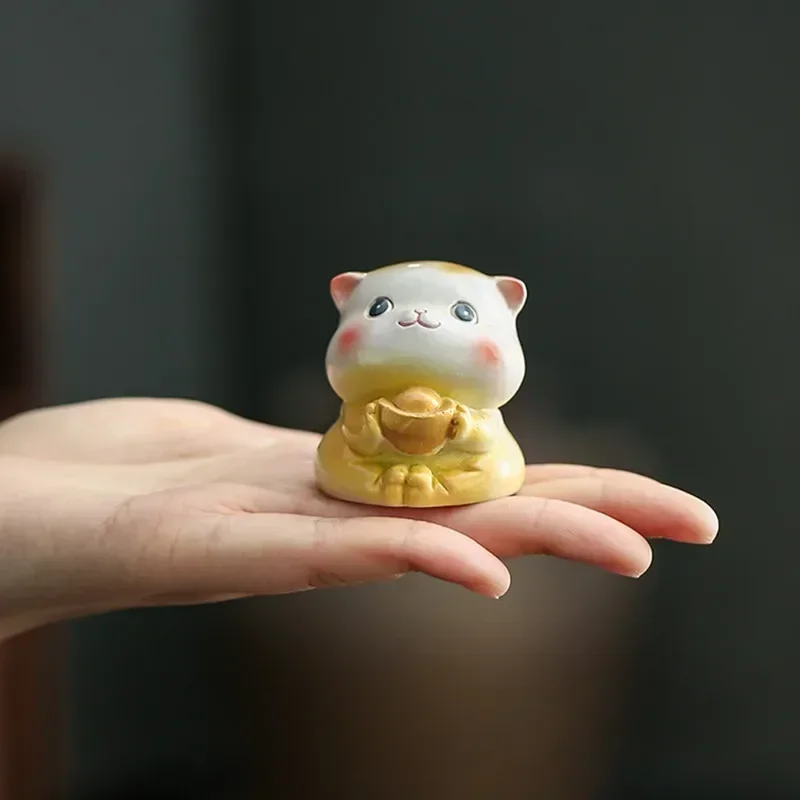 Creative Resin Color-changing Tea Pet Cute Rabbit Model Ornaments Tea Figurine Animal Decoration Set Decors Accessories
