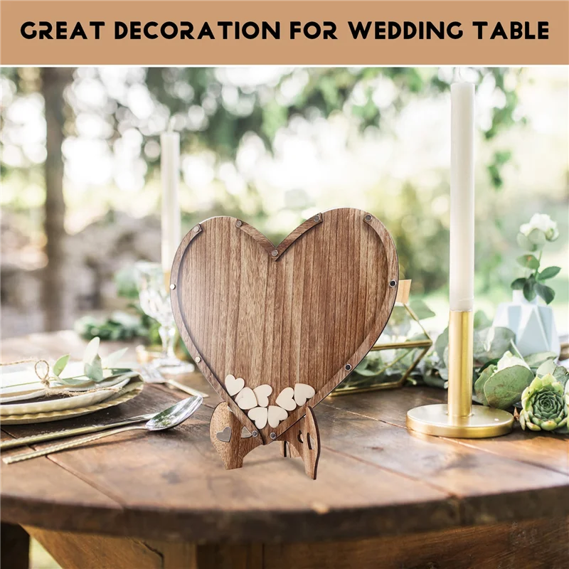 A96K-Wedding Guestbook Heart-Shaped Bracket Pastoral Wedding Storage Box Birthday Message Wedding Sign-In Table