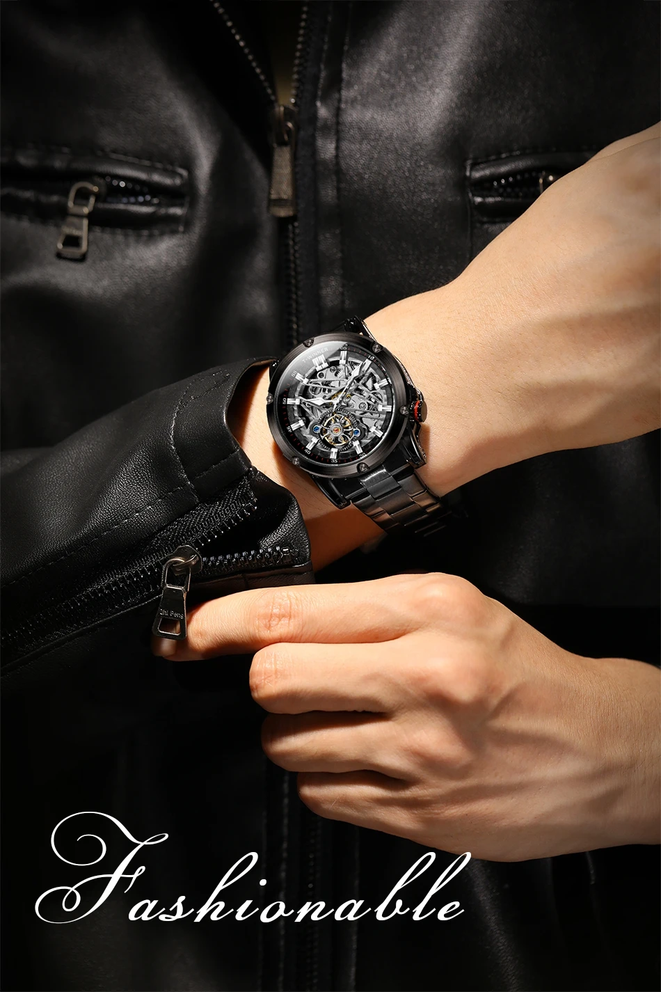 Orologio da uomo di lusso di alta qualità WINNER, grande, in acciaio inossidabile, con scheletro, tourbillon, movimento automatico, orologio meccanico militare maschile_voghion.com