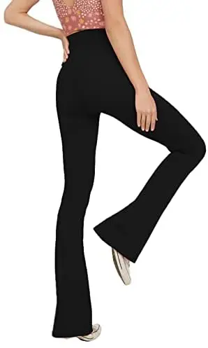 Women's Casual Bootleg Leggings V Crossover High Waisted Flare