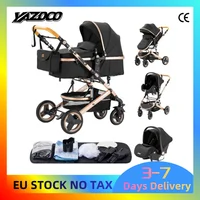 Poussette multifonction 3 en 1 avec siège auto et panier de couchage, poussette compacte pliable, poussette légère, poussette pour bébé 1