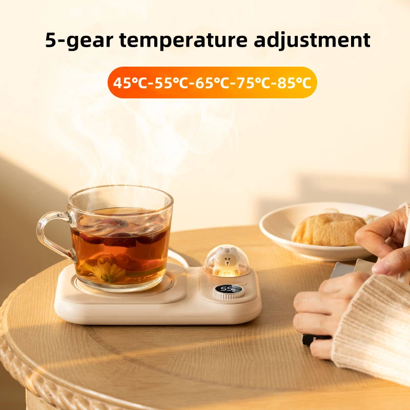 Heating Coaster Coffee Heater Home Office Desktop Electric Milk Tea Heat Coaster Coffee Mug Heating Mat 5 Gear Constant Temperature Cup Warmer