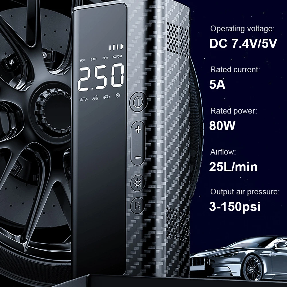 �ڵ��� Ÿ�̾� ���� �̴� Ÿ�̾� ��â��, 2000mAh, 150PSI �޴�� ���� �����, LED ����, ���� ��â�� ����, ������ ���÷���