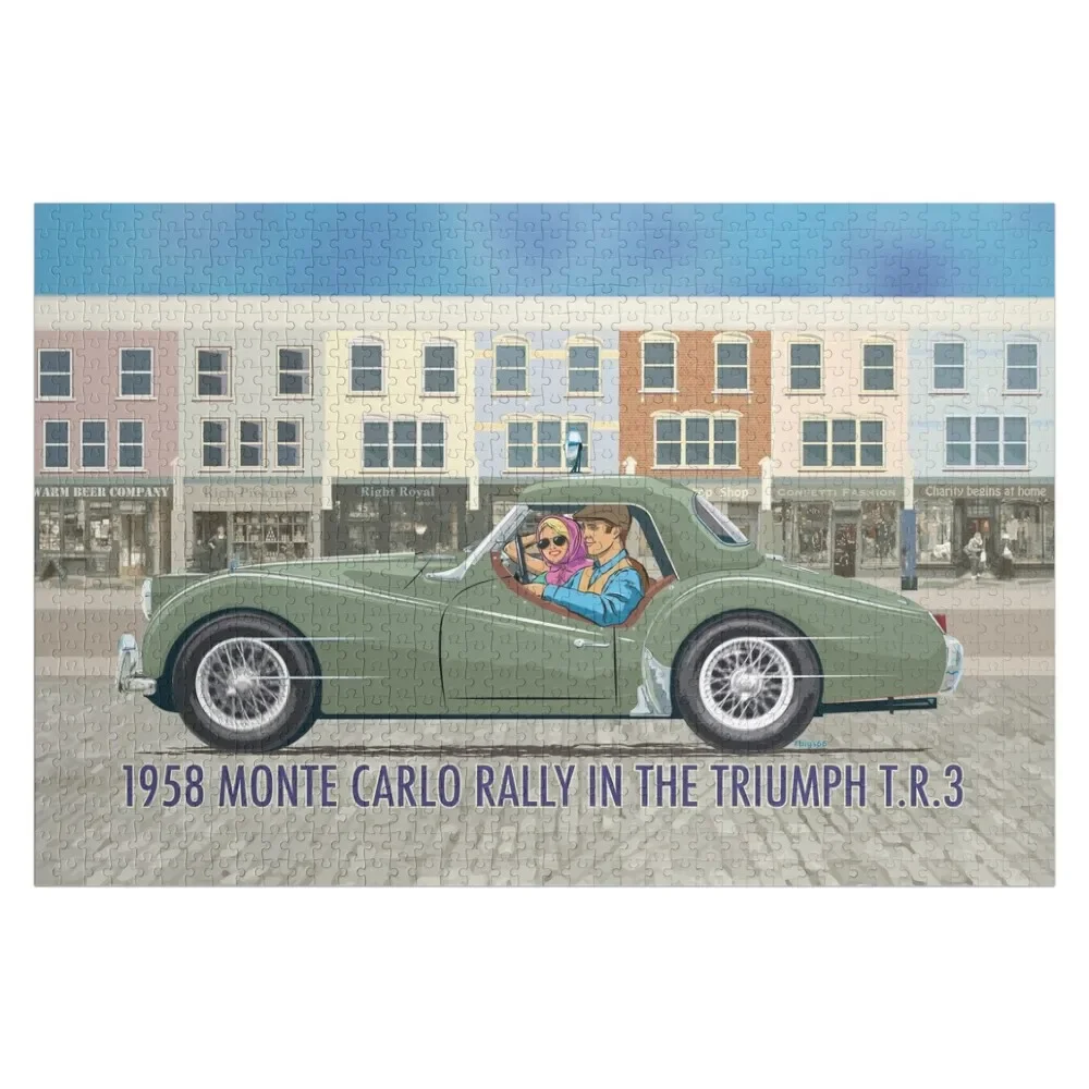 

Apple Green TR3a prepared for the Monte Carlo Rally Jigsaw Puzzle Custom Jigsaw Woods For Adults Custom Wooden Gift Puzzle