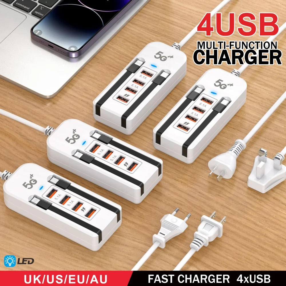 66W Fast Charging USB Wall Hub 6