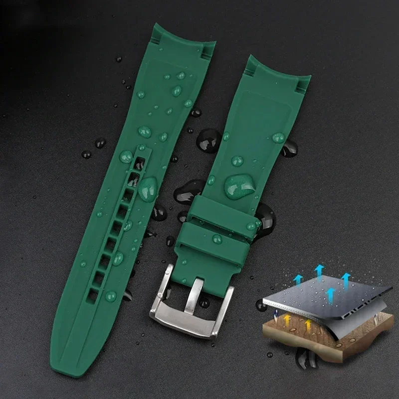 Universal Curved End Rubber Watch Band – Available in Multiple Sizes for Men and Women, Sports Style Bracelet
