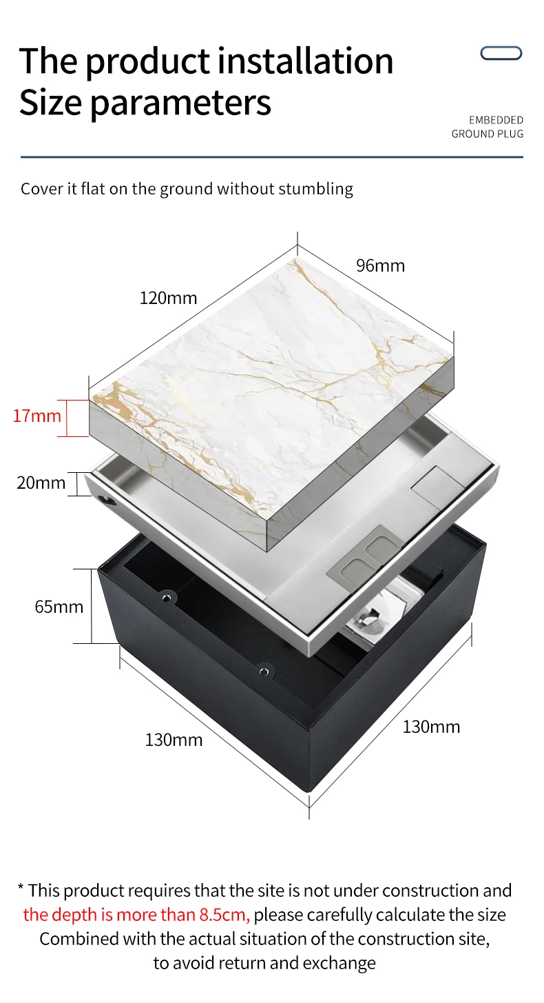 Socket Home-appliance Soquete de piso impermeável Tile Floor Socket SR