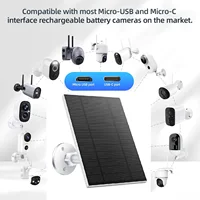 Chargeur solaire portable extérieur 10W 6V étanche avec cordon de 3m, 2-en-1 Micro USB Type-C pour caméra de sécurité et appareils USB 2