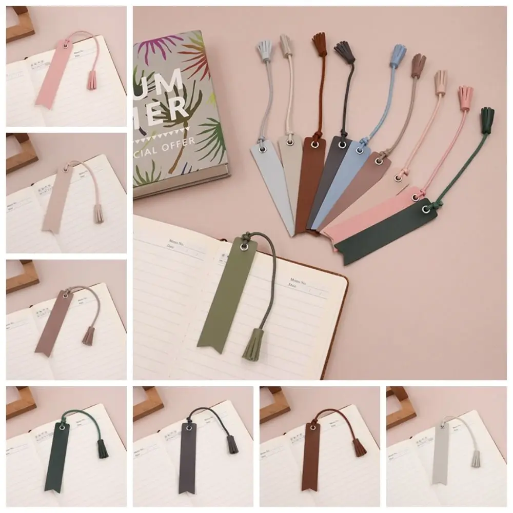 Tassel Leather Bookmark Handmade Personalized PU Bookmark Vintage with Hanging Rope Book Corner Page Marker Book Lovers