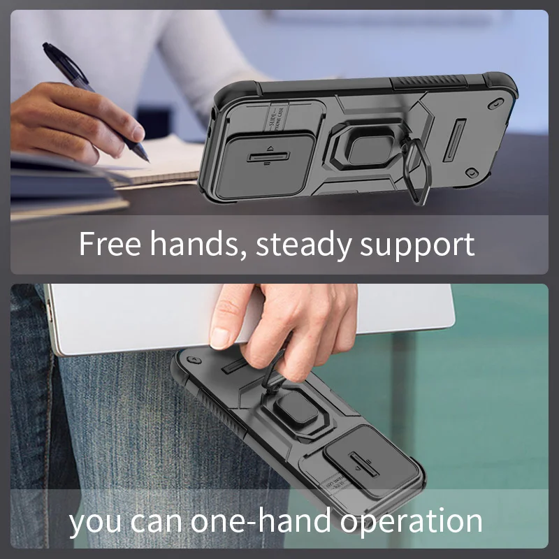 Armor Shockproof Case with Ring Stand and Magnetic Holder, Protective Cover
