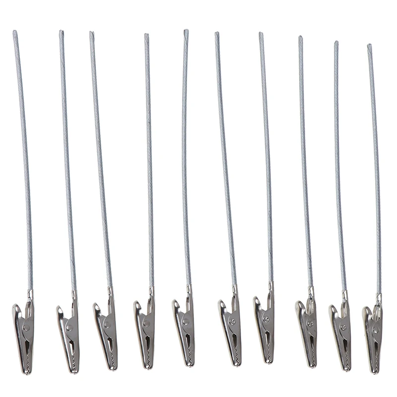 10pcs 15cm Length Non-insulated Electric Test Crocodile Clamp Metal Alligator Clips Silver Tone For Electric Testing Work
