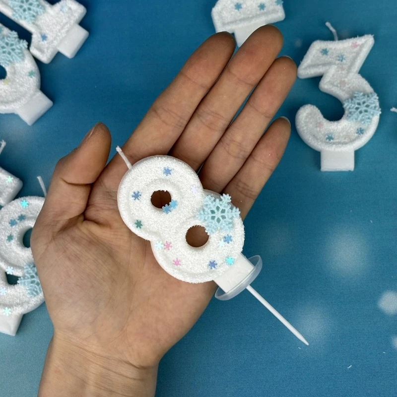 Christmas Birthday Number Candles Snowflake Frozen Digital Candles 0-9 Number Cake Topper Birthday Party Decor Baby Shower cake candles