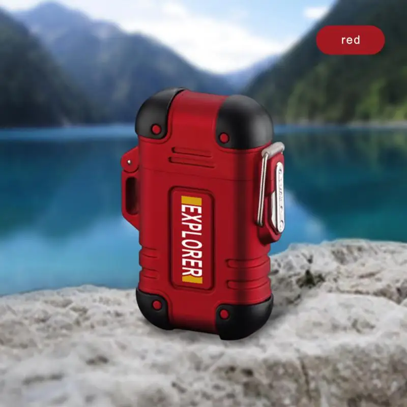 Outdoor Waterproof Lighter with Lanyard Portable Blue Flame Jet Lighter Butane Turbo Cigar Camping Wading Men's Gadgets