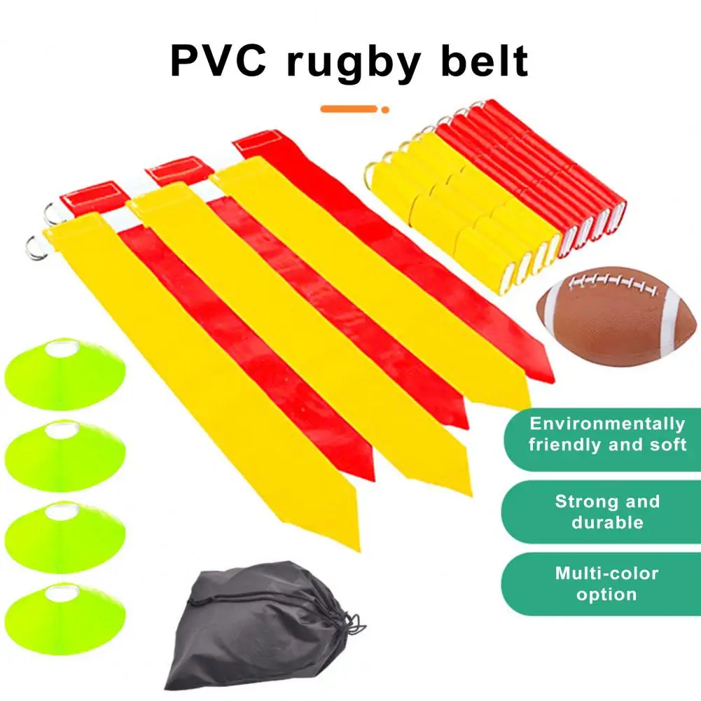 1 Set Durable Football Belt Flag Strong Grip Soft Material PVC Streamer Olive Flags Rugby Waist Flag for Intense Competition