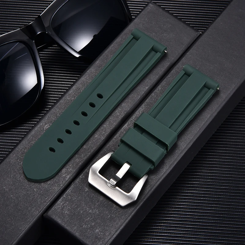 

Silicone Watchband 22mm 24mm 26mm Stainless Steel Buckle Rubber Watch Strap 2022 New Replacement Men Watchbands
