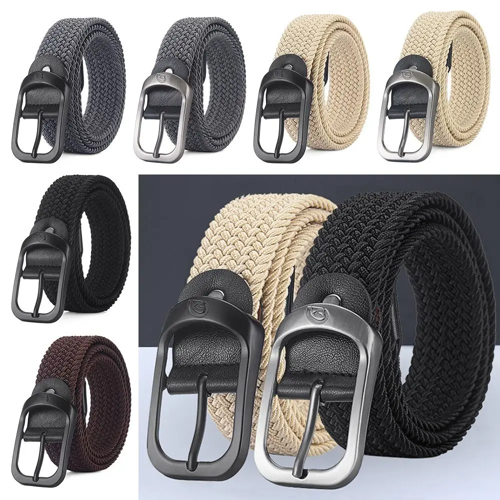 

Fashion Luxury Brand Design Casual Nylon Braided Belt Pin Buckle Waistband Weave Waist Band Jeans Strap