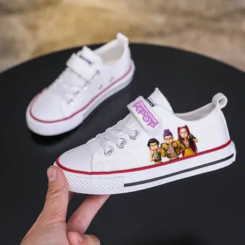 KPop Demon Hunters Low Top Lightweight Sneakers Cartoon children's Canvas shoes Teenager  girls Sneaker Boys Travel Casual Shoes