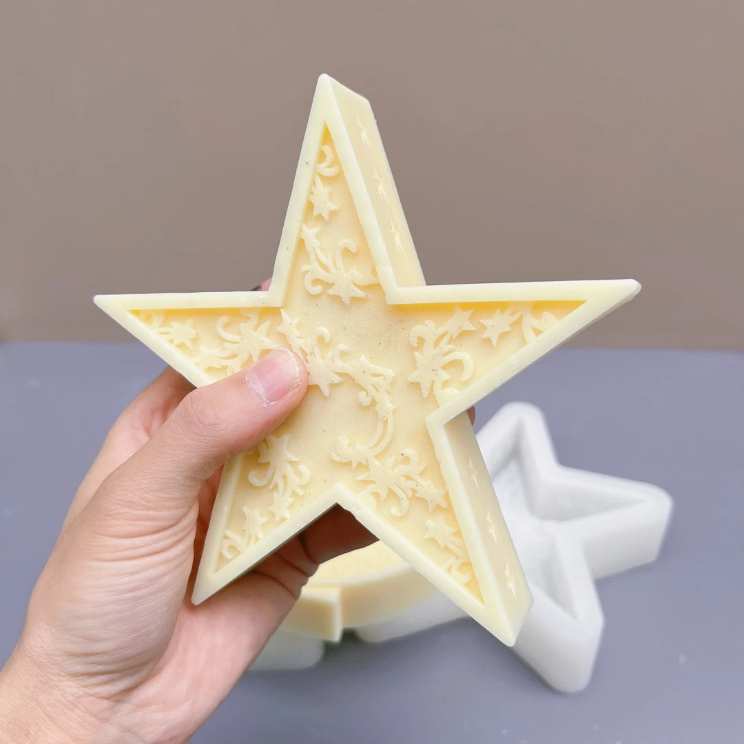 Description Picture 6 of itemRamadan Festival carving pattern moon candle silicone mold pentagonal star moon pattern candle mold resin gypsum concrete mold