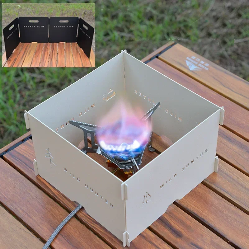 SmiloDon Camping Gas Burner Windscreen 4X Folding Outdoor Stove Windshield Hiking Picnic Stove Accessories Grills Wind Panels