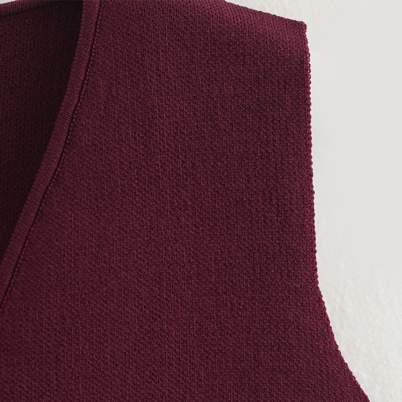 Fashion Single Breasted Knitted Vest Top Women Wine Red V-Neck Sleeveless Sweater Tank Female Autumn Chic Lady Knitwear New