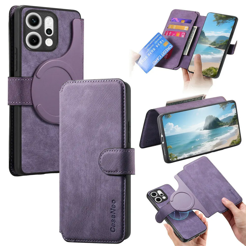 Detachable Leather Wallet Flip Case for OPPO Reno - 2-in-1 Design