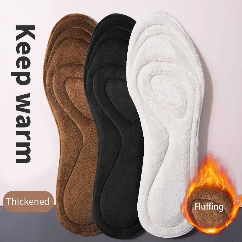 Håll varm fleece för skor Tjocka Mjuk massagedyna Cashmere Termo-inlägg för vintern Man Kvinna Inläggssula_voghion.com