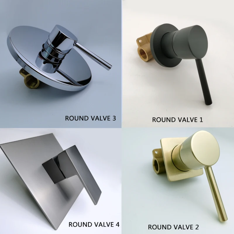 Solid Brass Valve Mixer Faucet Chrome/Matt Black/Brushed Gold/Grey In Wall Concealed Body Shower Basin Faucet Connector