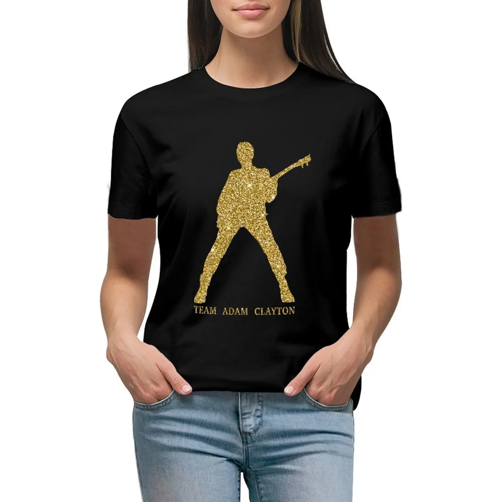 

Team Adam Gold Sparkle Apparel T-shirt summer top cute clothes new edition t shirts for Women
