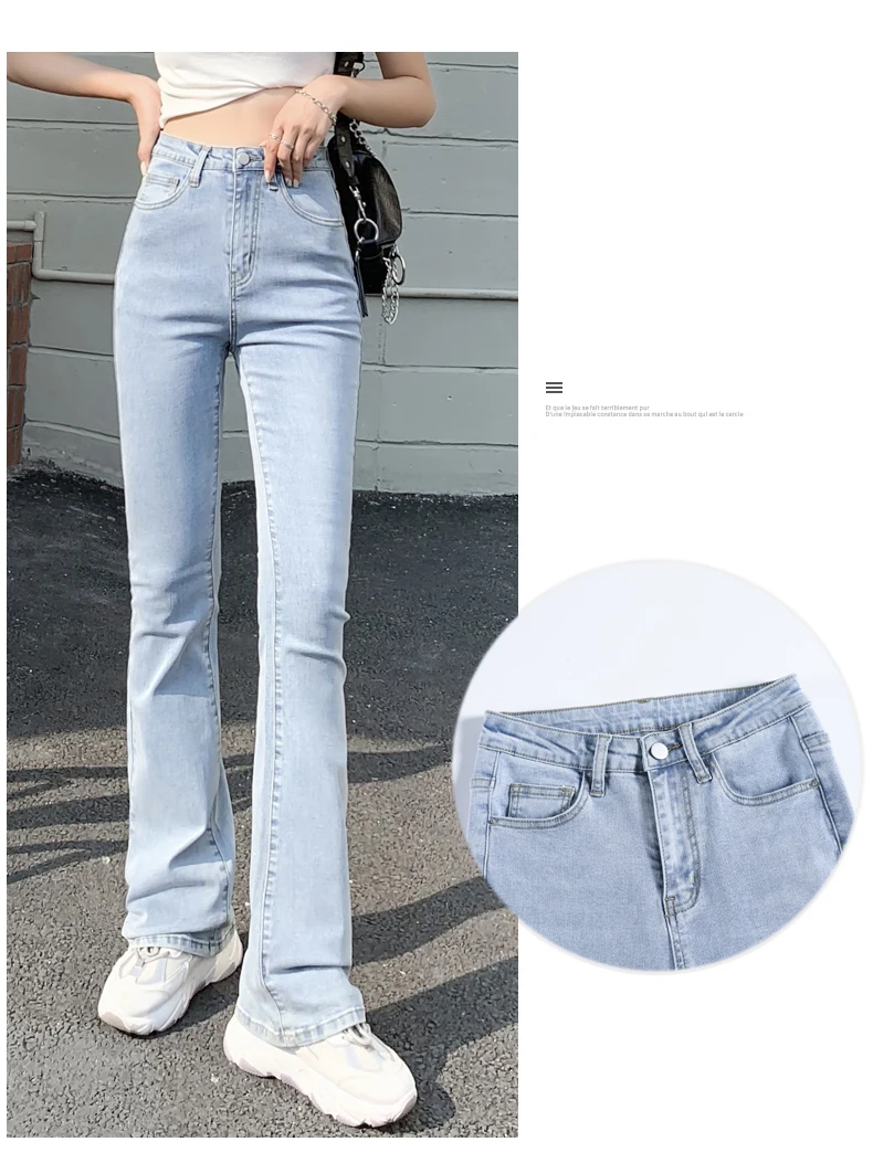 buckle jeans Flared Jeans Woman High Waist Denim Trousers For Female Blue White Black Elastic Skinny Fashion Classic Leisure Wide Leg Pants good american jeans