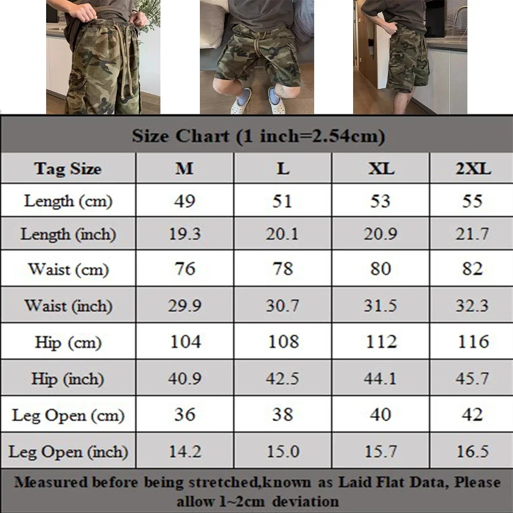 Men Summer Vintage Workwear Style Camouflage Fit Cargo Shorts Fashion Streetwear 5