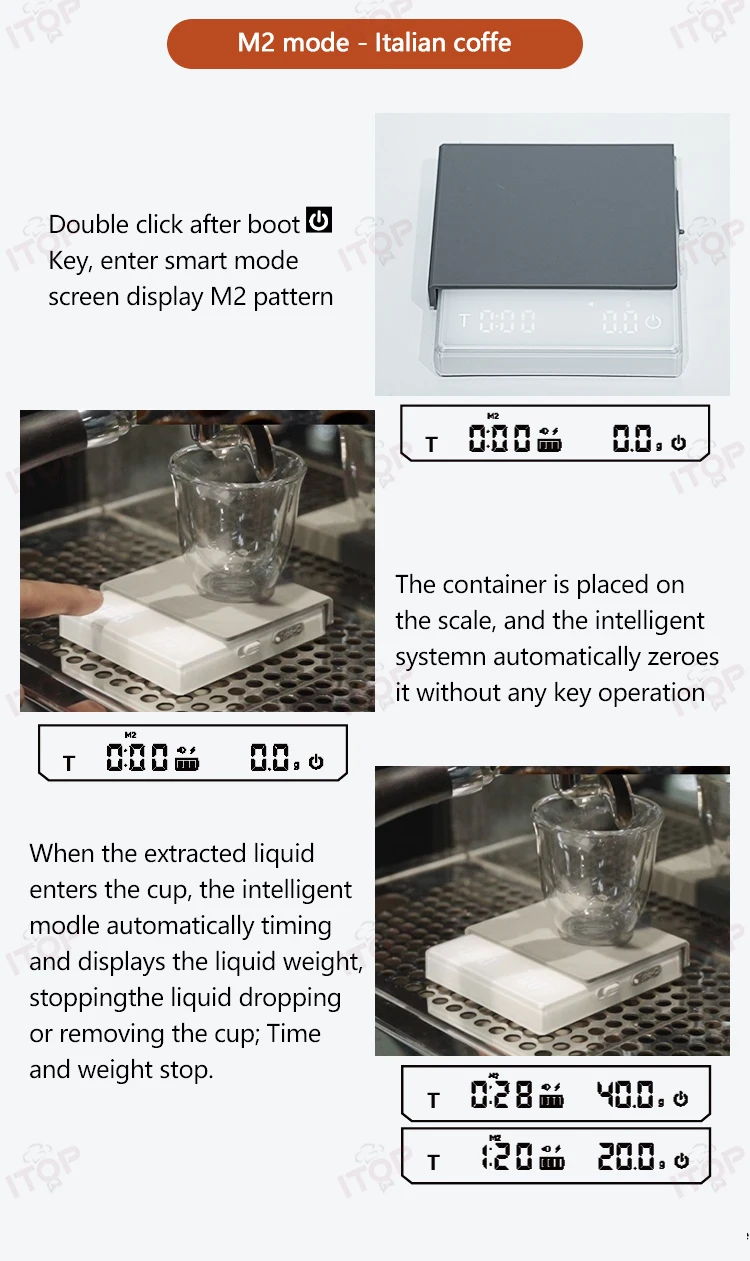 ITOP MNCS Mini Coffee Scale Espresso Extraction Quantitative Scale Pour Over Coffee Flow Scale Coffee Electronic Scale 6