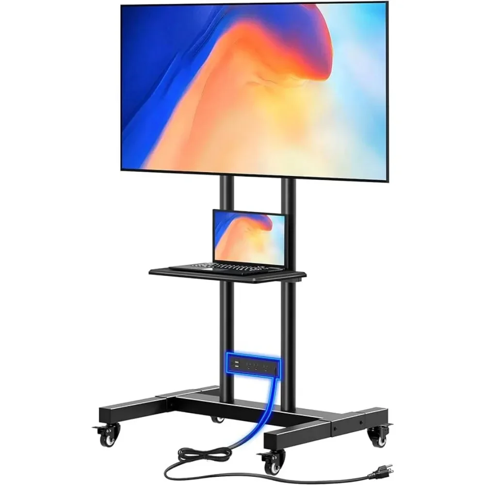 Mobile TV Cart on Wheels for 32-85 Inch LED LCD Flat Curved Panel Screen TVs Up to 132lbs Holder for Monitor Max VESA 600x400mm