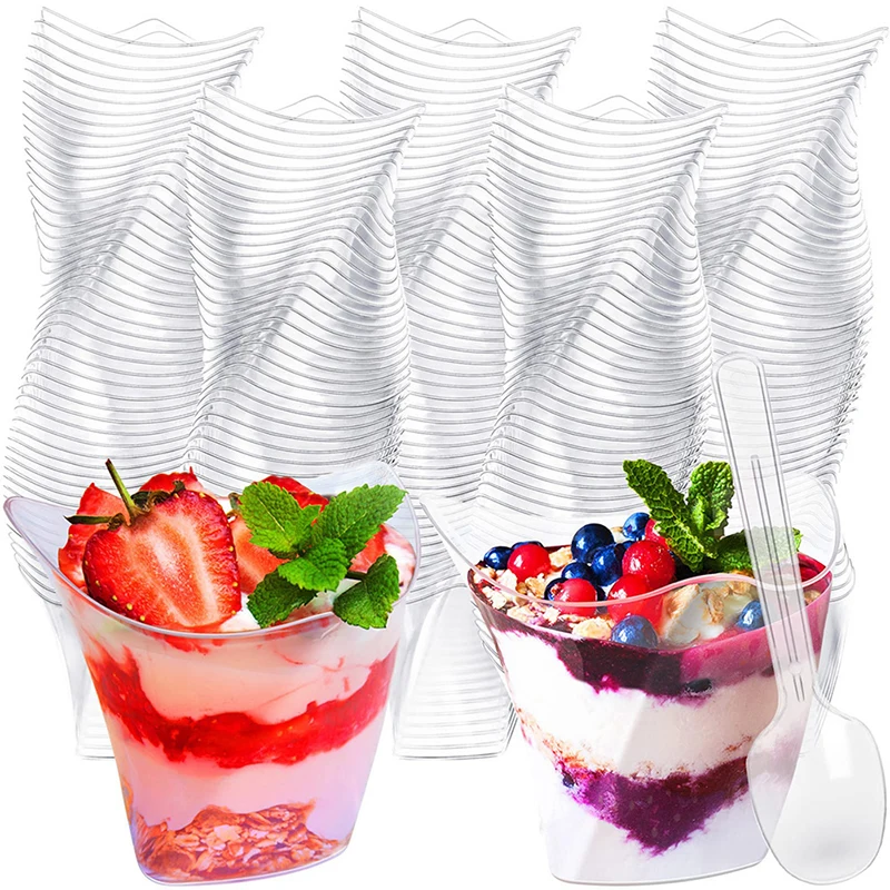 10Pcs 100ML Disposable Plastic Dessert Cups for Birthday Christmas Wedding Party