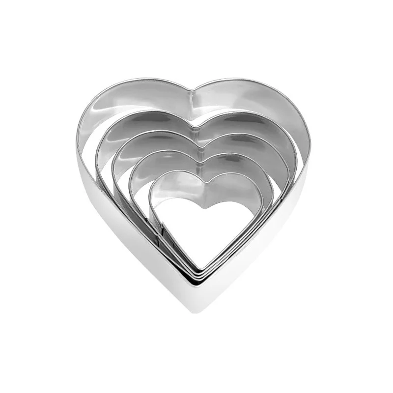 Cookie Cutter Set Stainless Steel Love Heart Shaped Fondant Bread Biscuit Molds Valentines Day Gifts Cake Decor Baking Tools