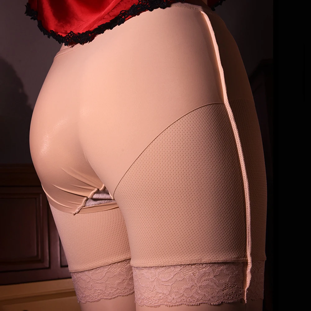 

Comfortable Men's Tights Ice Silk Pantyhose with Sheath Lace Underwear Panties Available in Black and Skin Color
