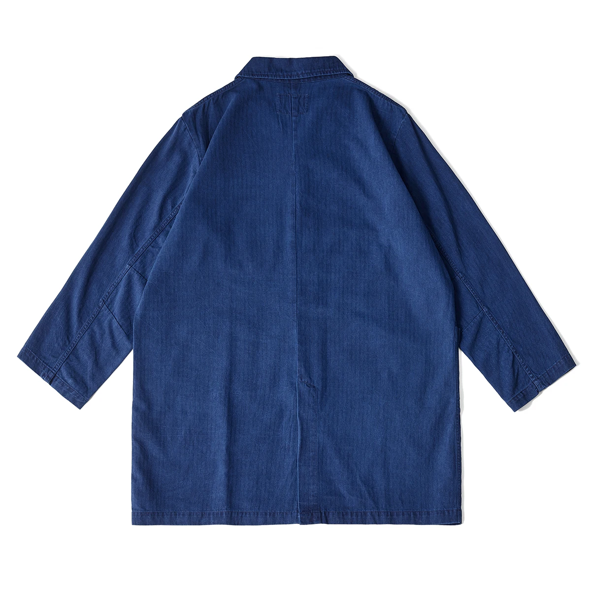 Akkad Kuti Long Trench Coat Men Vegetal Indigo Dyed Long Sleeve Thin Jacket Japanese Vintage Casual