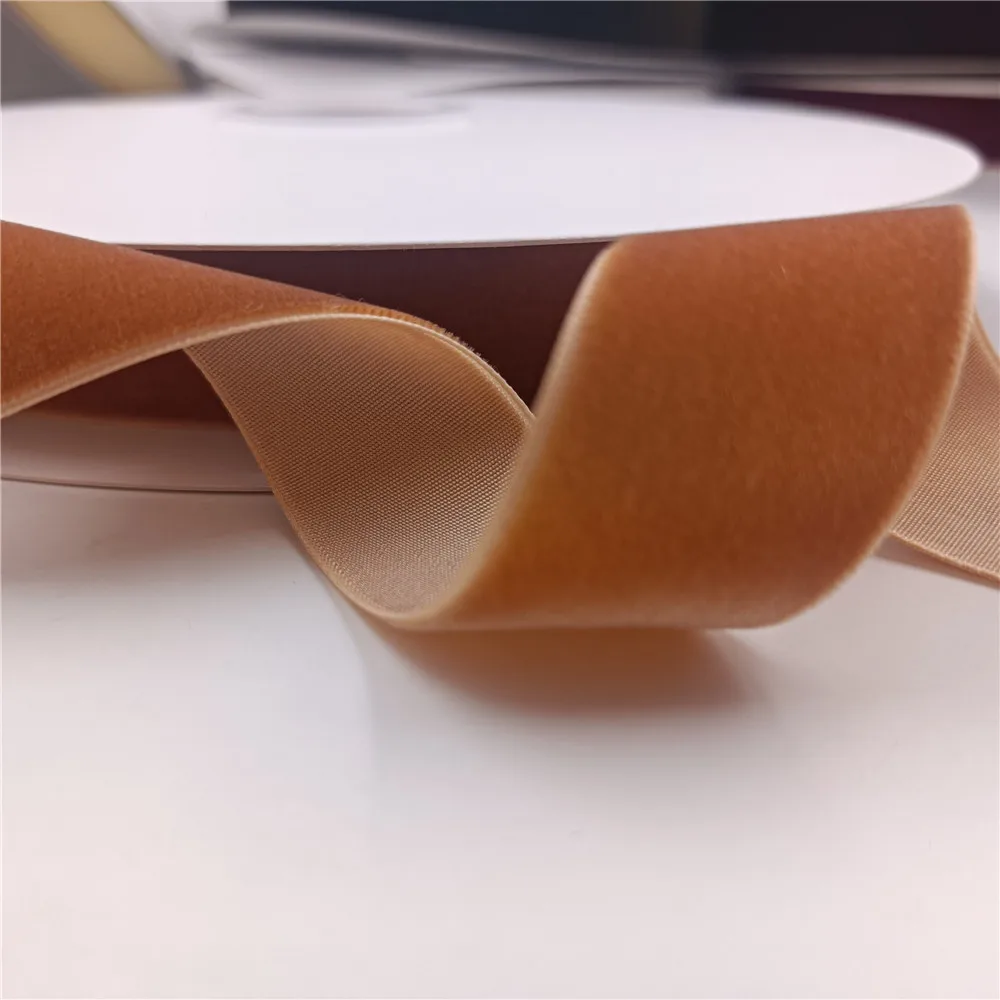

25mm Single Face Ginger Velvet Ribbon for Handmade Gift Bouquet Wrapping Party Decoration Christmas Inelastic