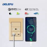 DELEFU Gold Tempered Glass Italy USB TypeC Fast Charging Wall Socket Schuko Tuya Wifi Smart Switch Sat TV Tel Doorbell Chile - Image 5